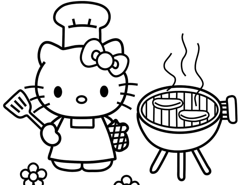 Gambar Mewarnai Hello Kitty Memasak