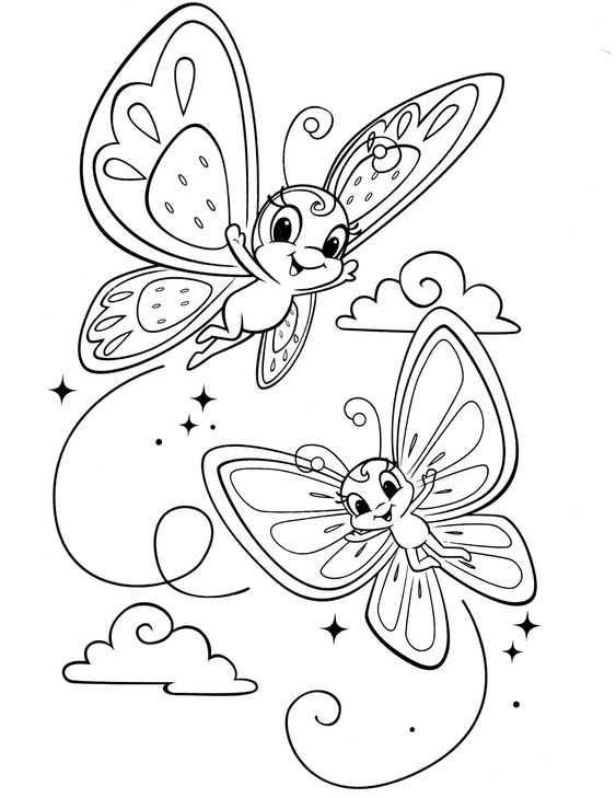 Gambar Mewarnai Kupu-kupu Lucu Untuk Anak-anak